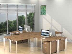 Inspire 4 Person Workstation with Pedestals - Various colors