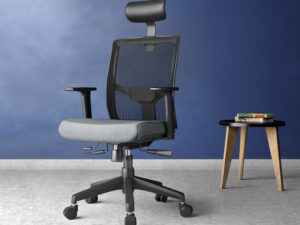 ProFlex Black frame, Grey Seat, Black-grey mesh back, High-back chair, syncro, seat slider WITH HEADREST