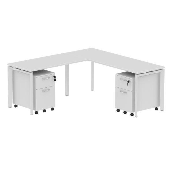 INSPIRE 71″ x 71" L-Shaped Work Station with 2 Pedestals - Various colors - Image 3