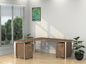 Inspire 71″ x 71" L-Shaped Work Station with 2 Pedestals - Various Colors