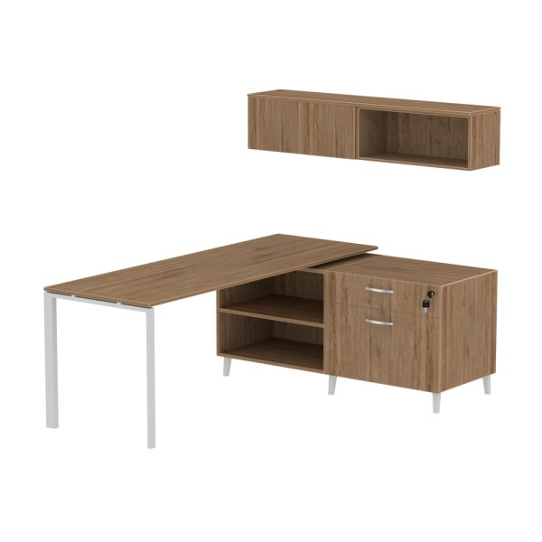 INSPIRE 71″ LEFT OR RIGHT EXTENDED L-SHAPED WORK STATION WITH WALL-MOUNTED HUTCH - Various colors - Image 3