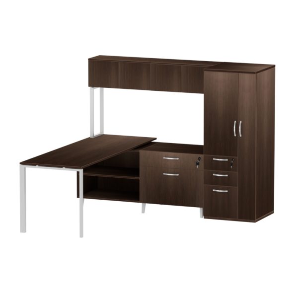 INSPIRE 30″ X 71″ Right Extended L-Shaped Work Station with Wall Hutch and Storage Tower - Various colors - Image 2