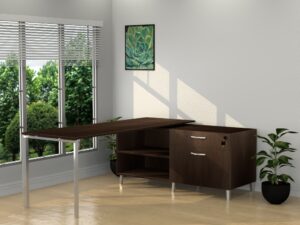 24" x 71" INSPIRE L-Shape Resting desk with Left-handed Credenza -Various Color with Silver Leg