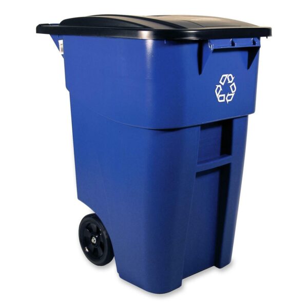 Garbage Can With Lid Rollout Recycling-Blue