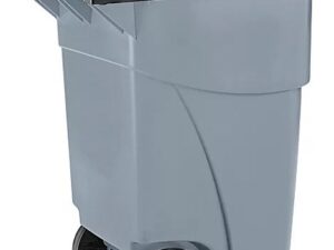Garbage Can With Lid Rollout-Gray